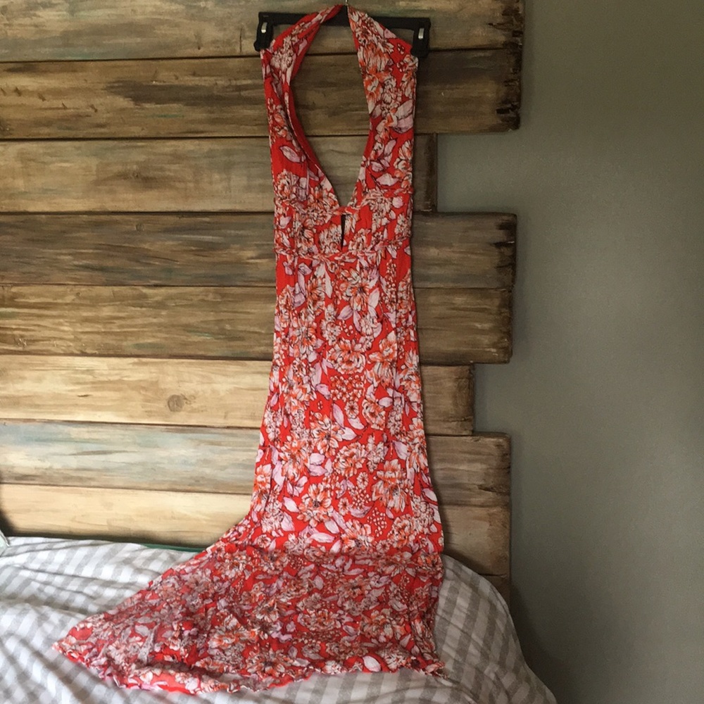 Beautiful deep V Halter Maxi Dress